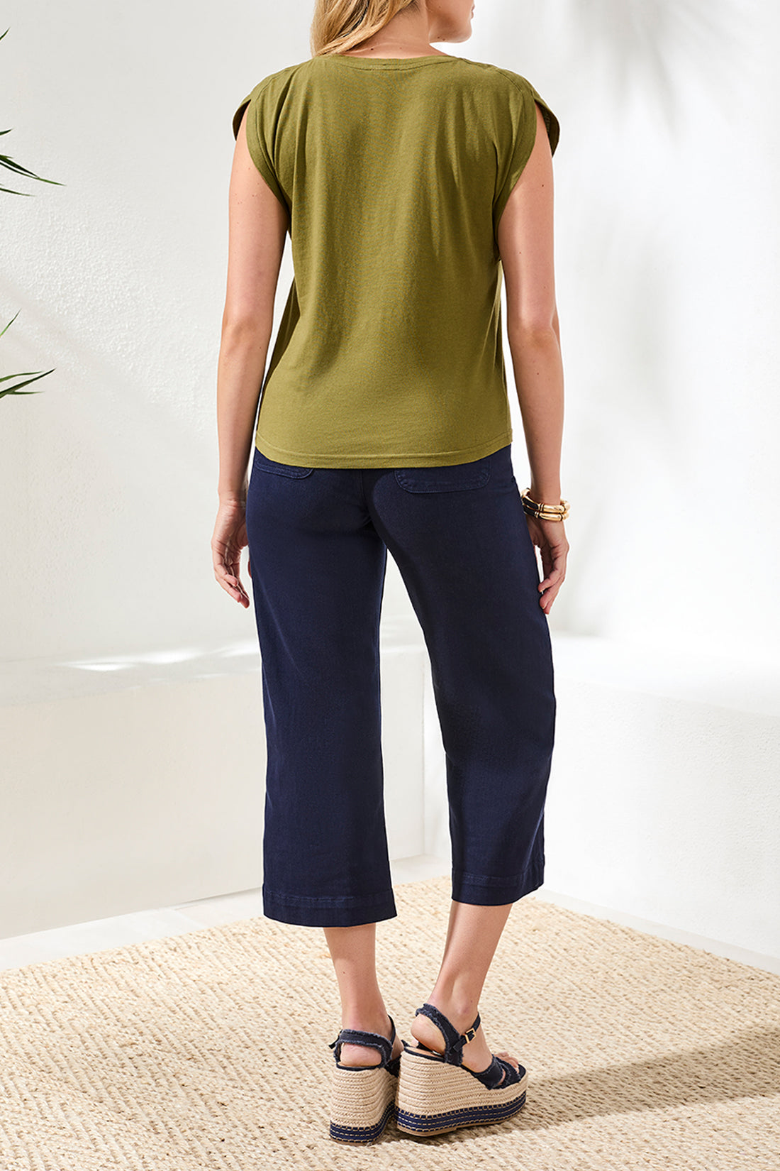 Tribal Boat Neck Cap Sleeve Top