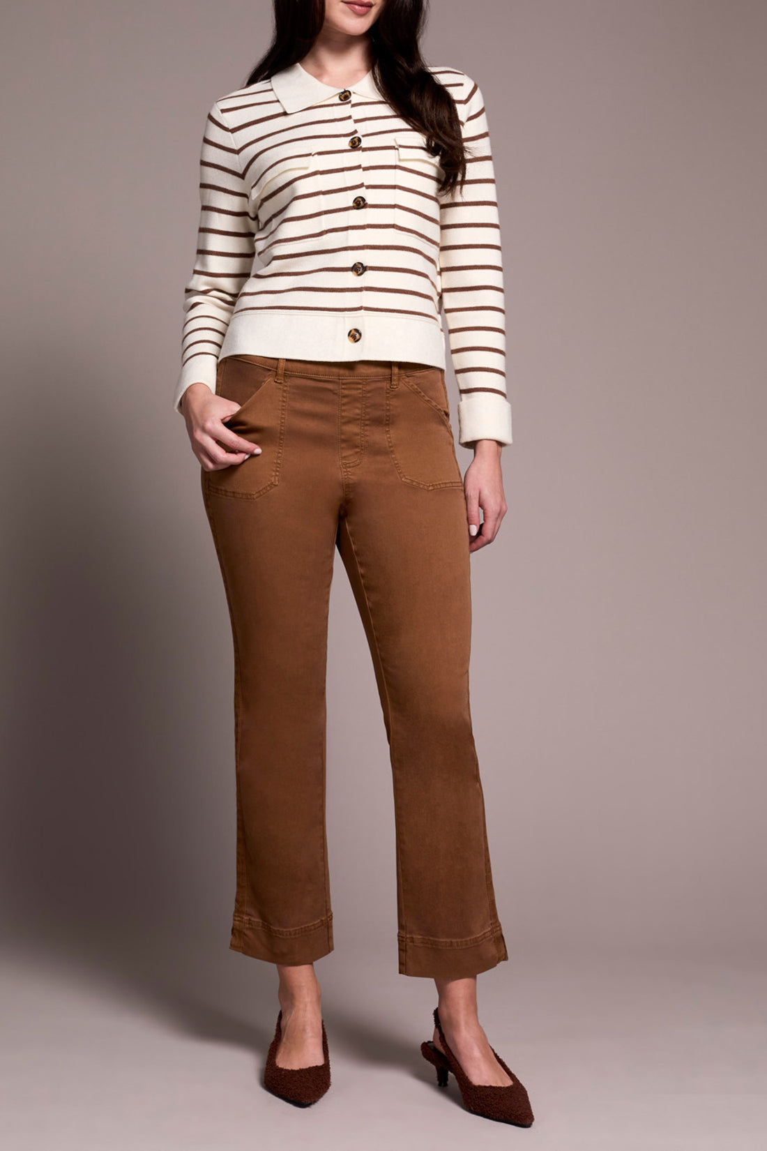 Tribal Double Knit Collared Sweater Cardigan