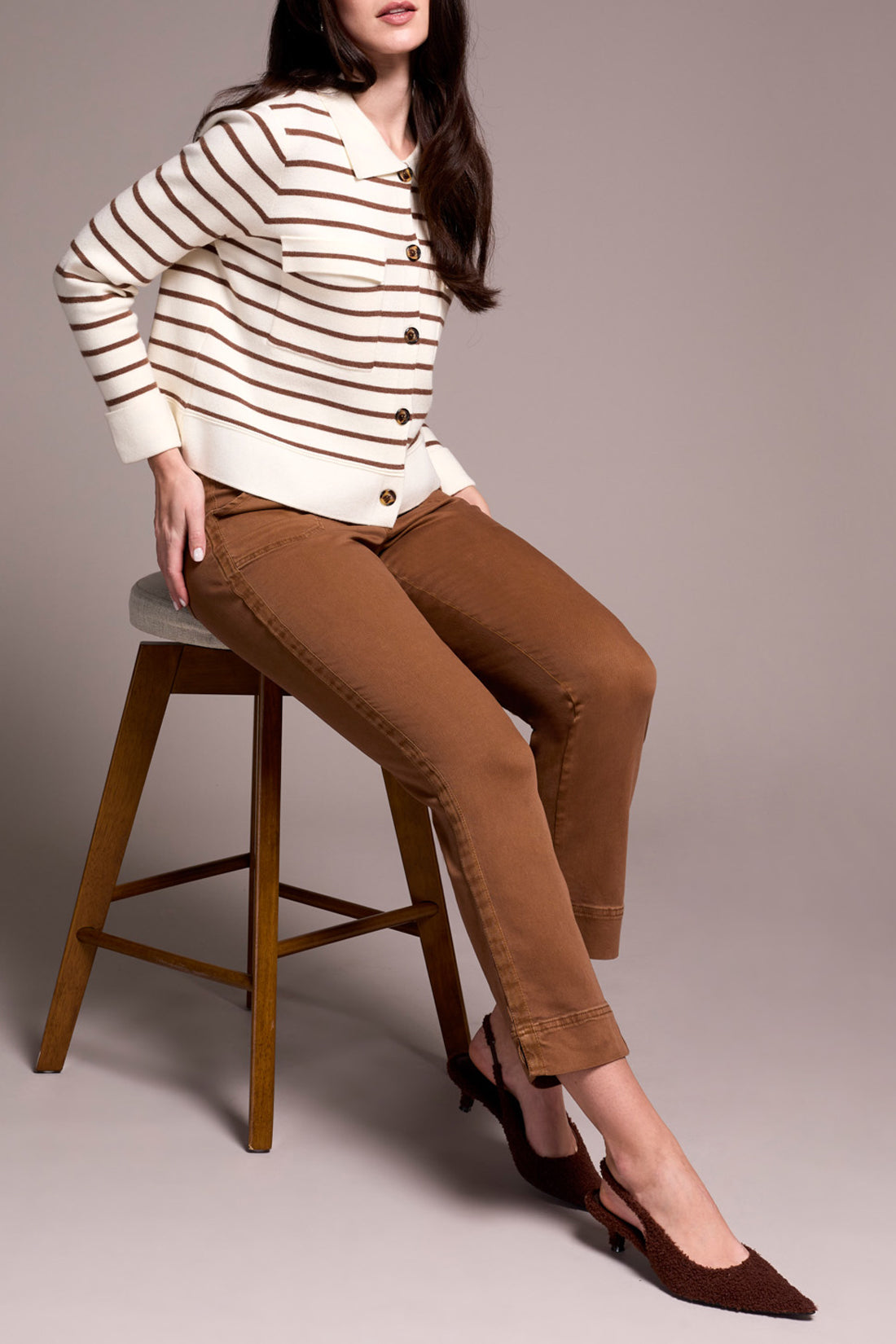 Tribal Double Knit Collared Sweater Cardigan