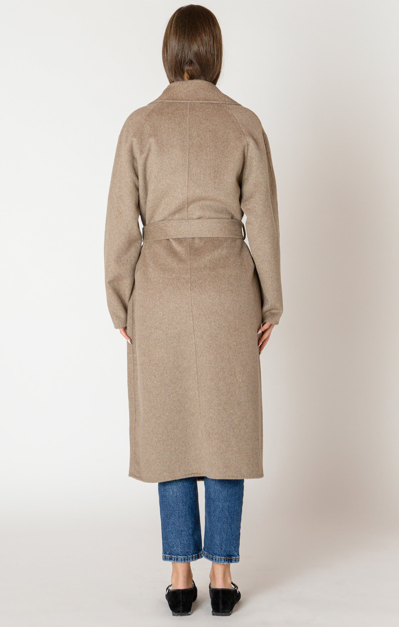 Black Tape Long Belted Coat