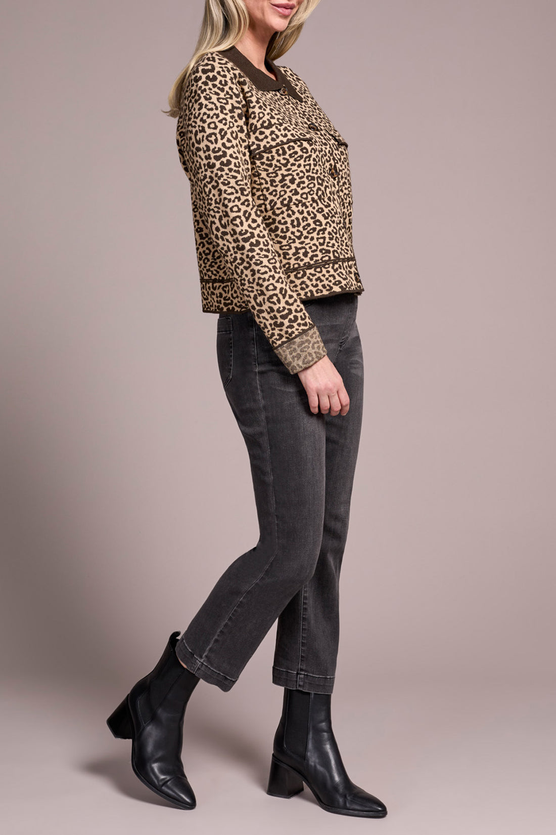 Tribal Double Knit Collared Sweater Cardigan