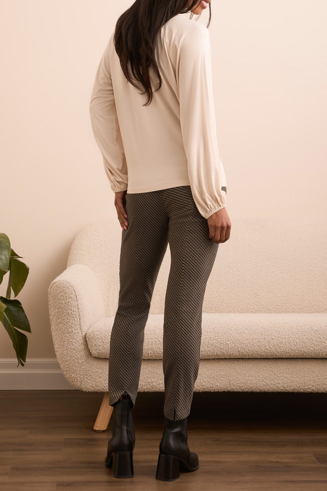 Tribal V-Neck Top With Pleating