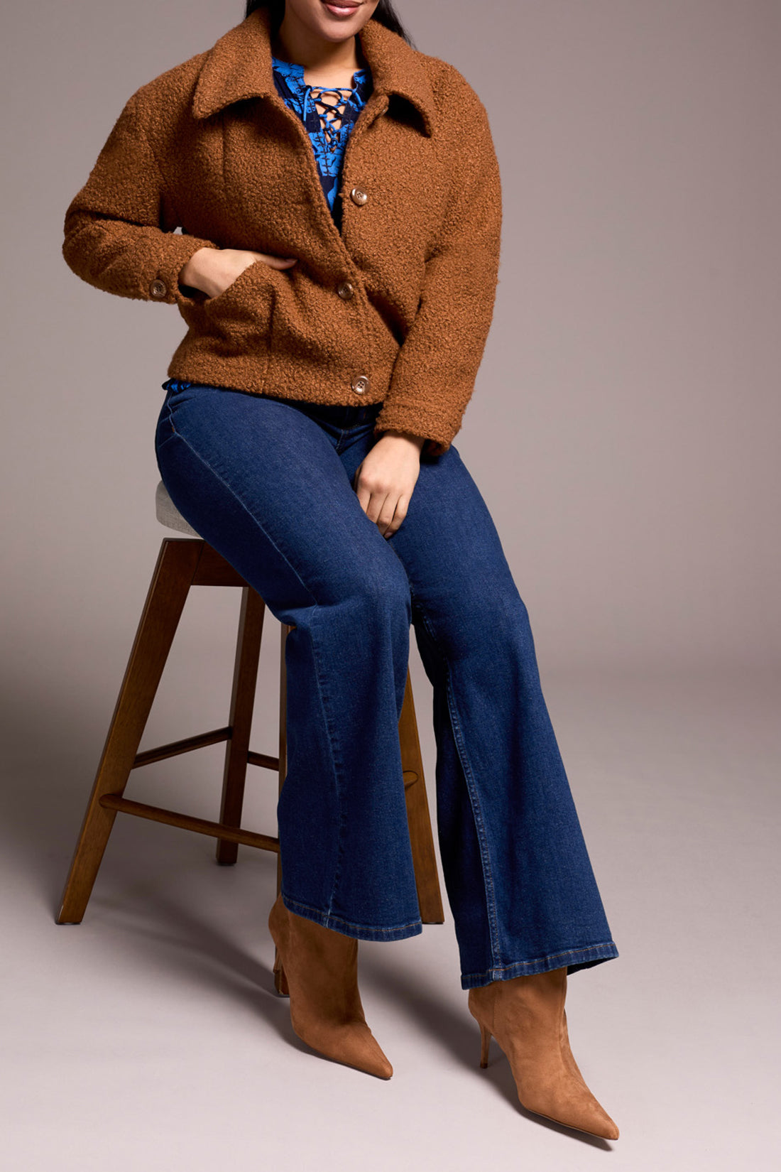 Tribal Button Front Boucle Jacket