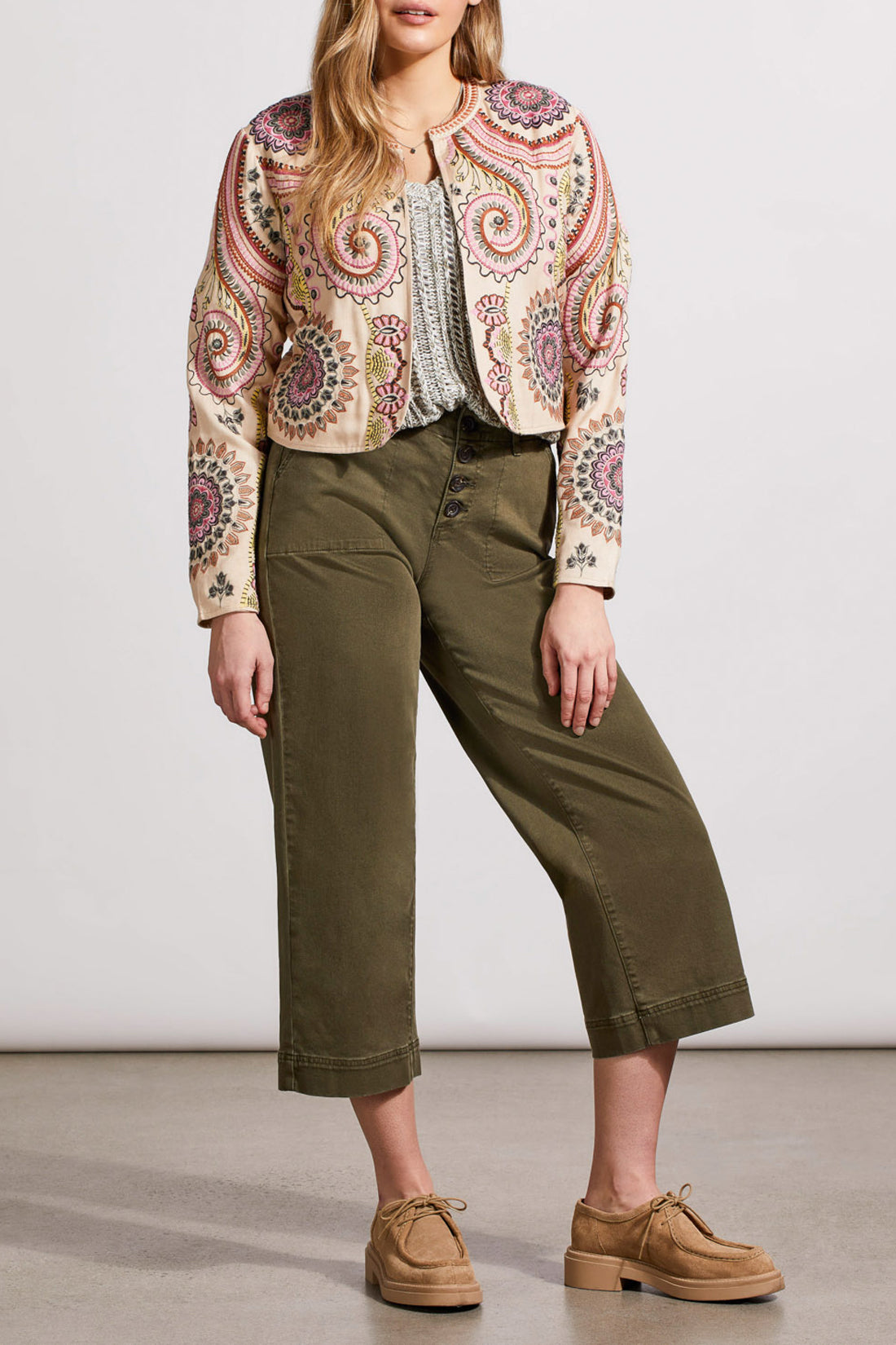 Tribal Lined Embroidered Crop Jacket