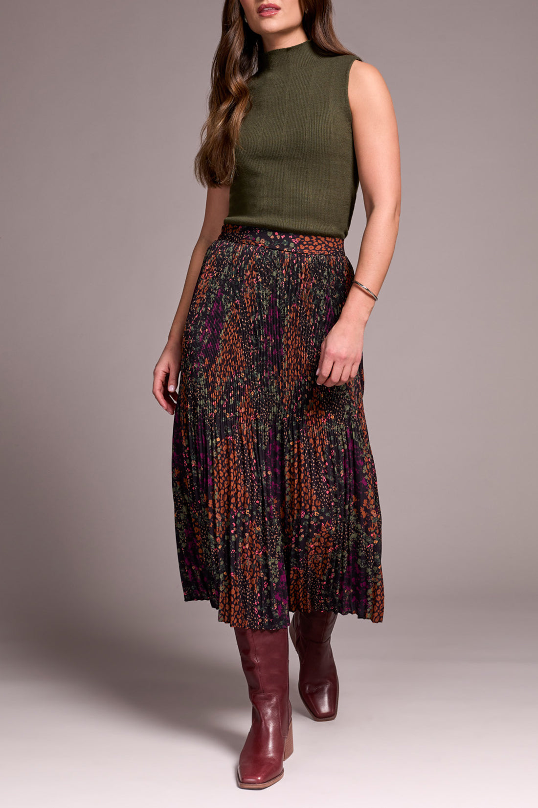 Tribal Plisse Skirt With Slit