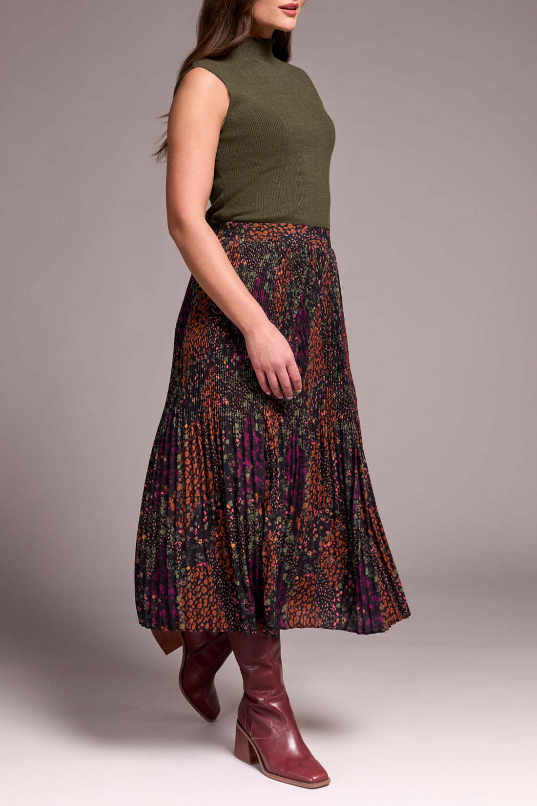 Tribal Plisse Skirt With Slit