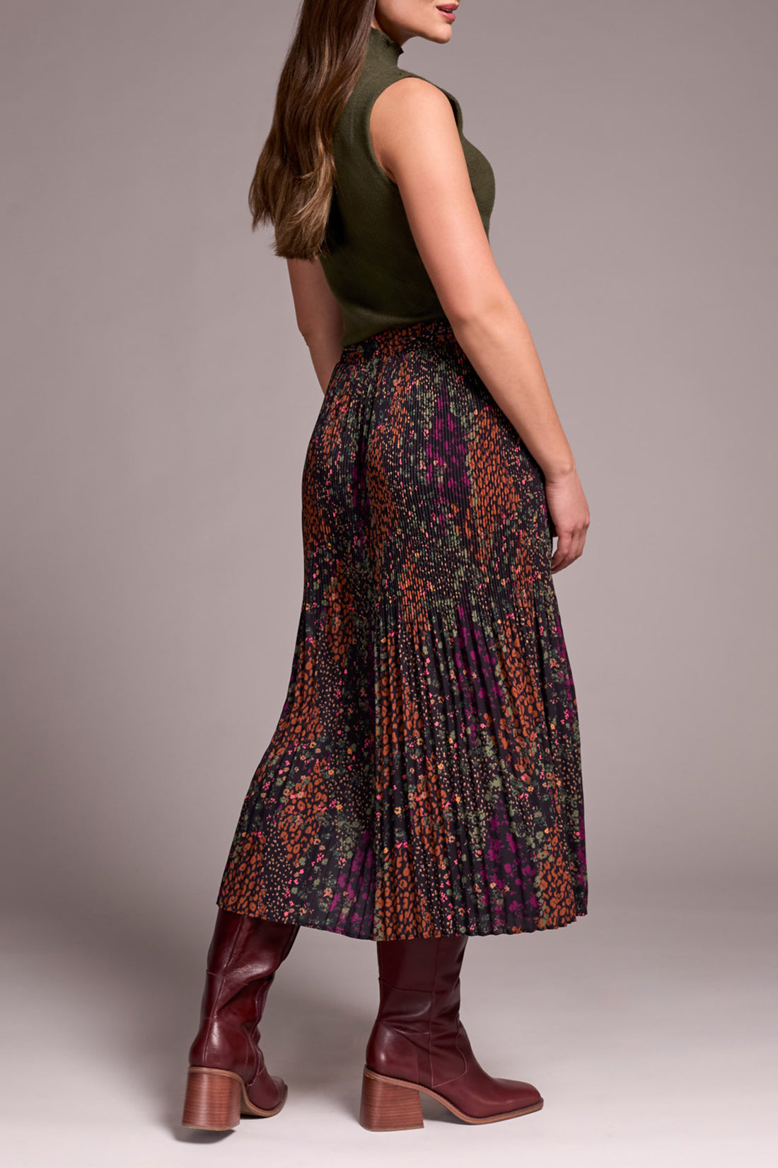Tribal Plisse Skirt With Slit