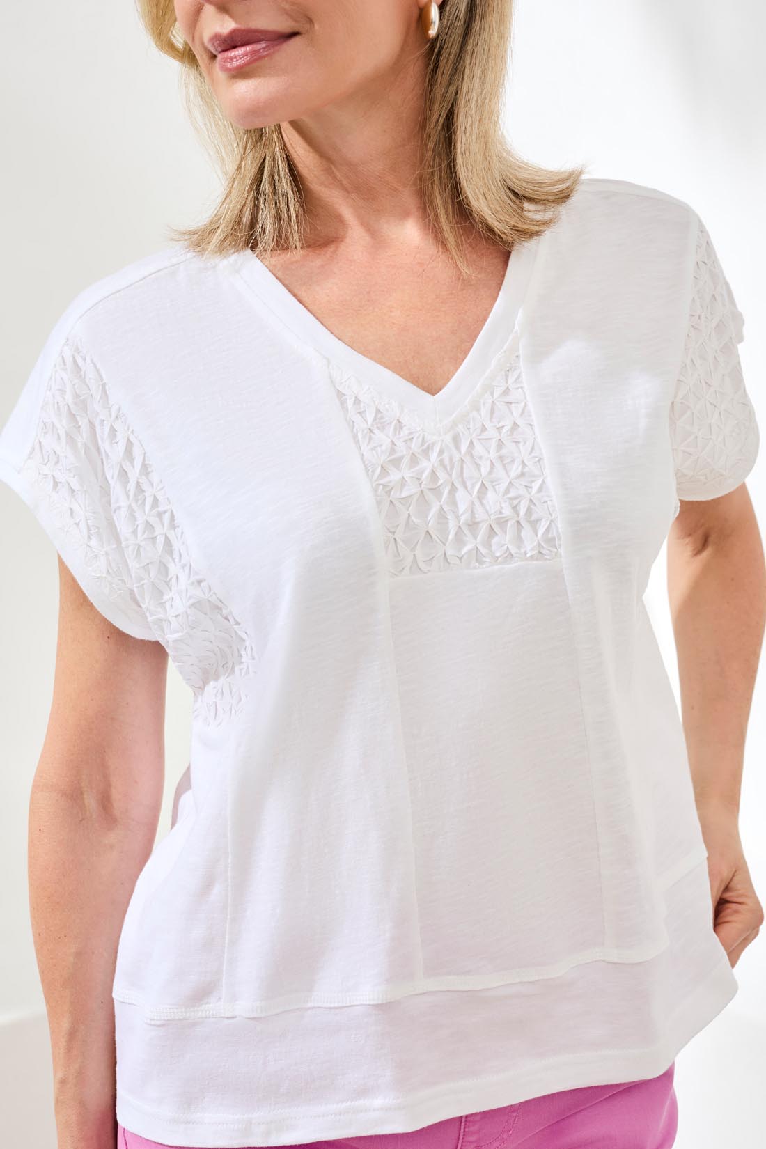 Tribal Cap Sleeve V-Neck Top