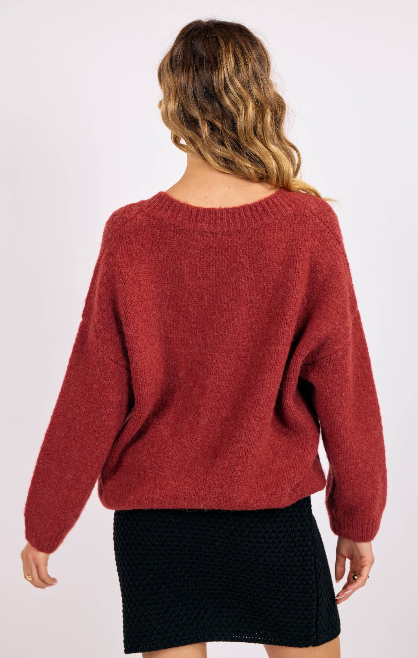 Sage The Label Estella V-Neck Cable Knit Sweater