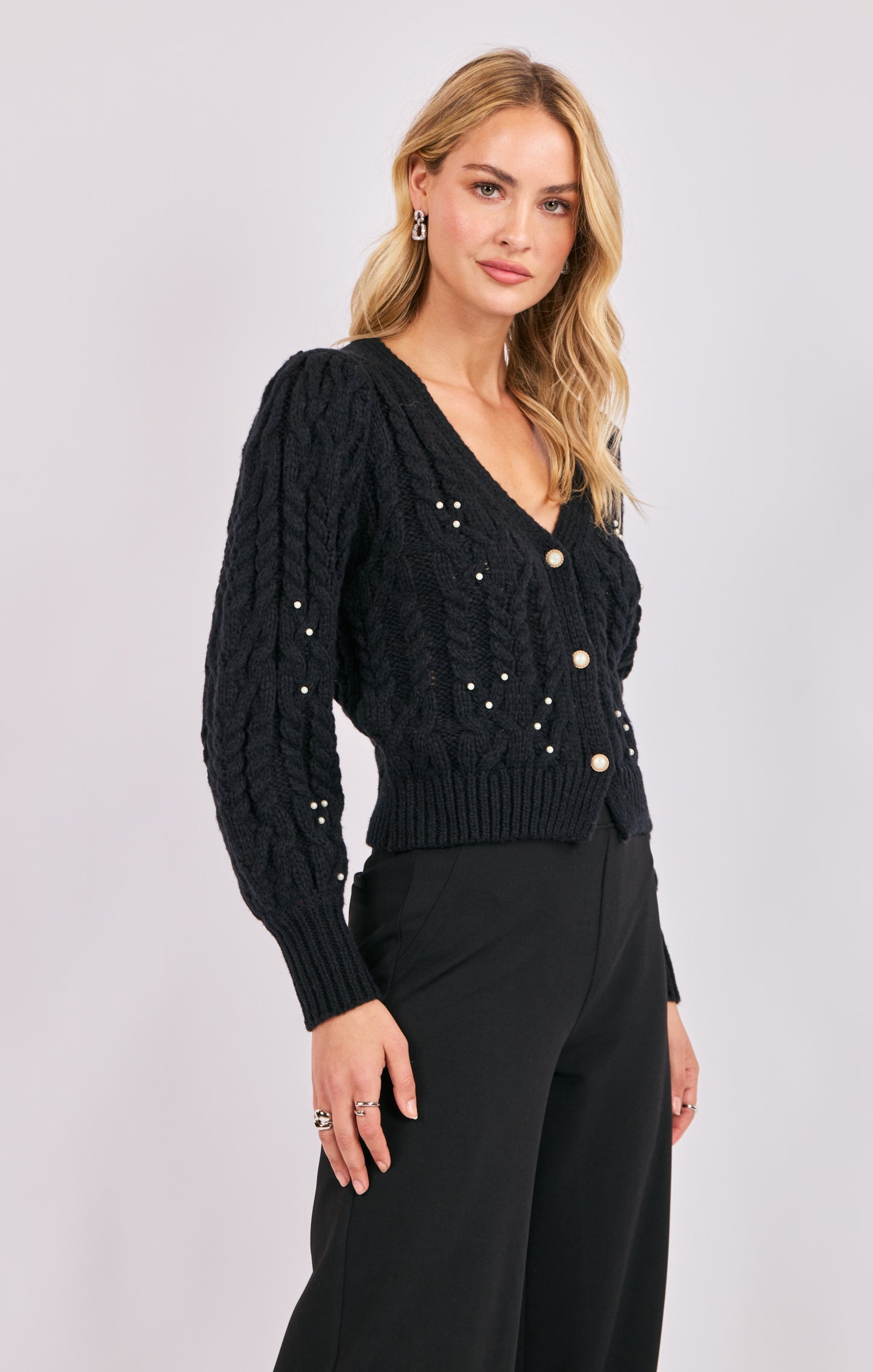 Sadie & Sage Jewel Box Pearl Embellished Cardigan