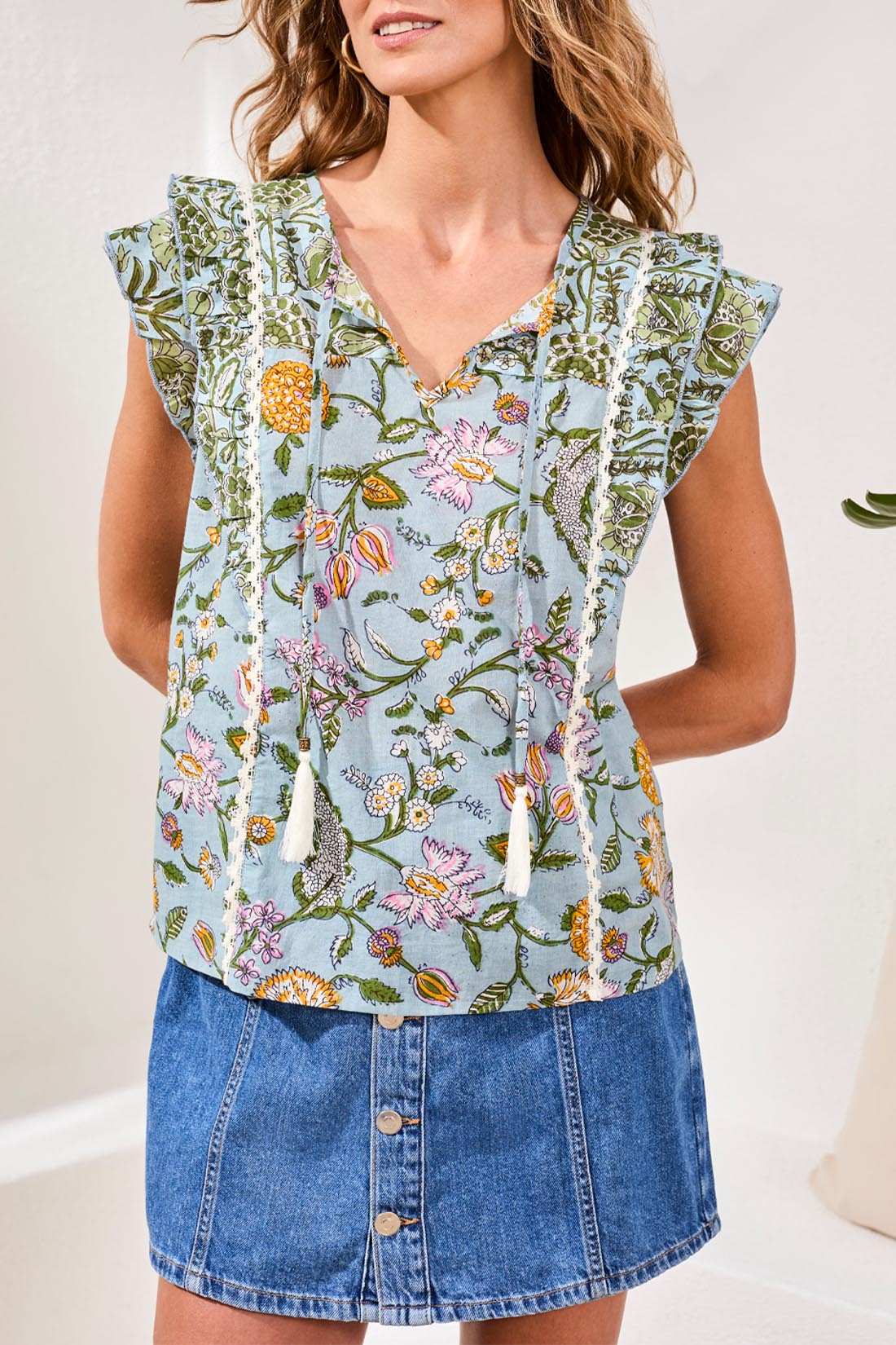 Tribal Mixed Print Blouse