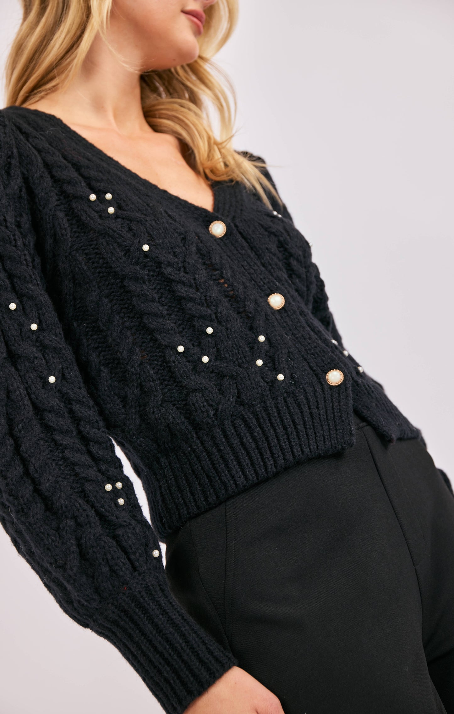 Sadie & Sage Jewel Box Pearl Embellished Cardigan