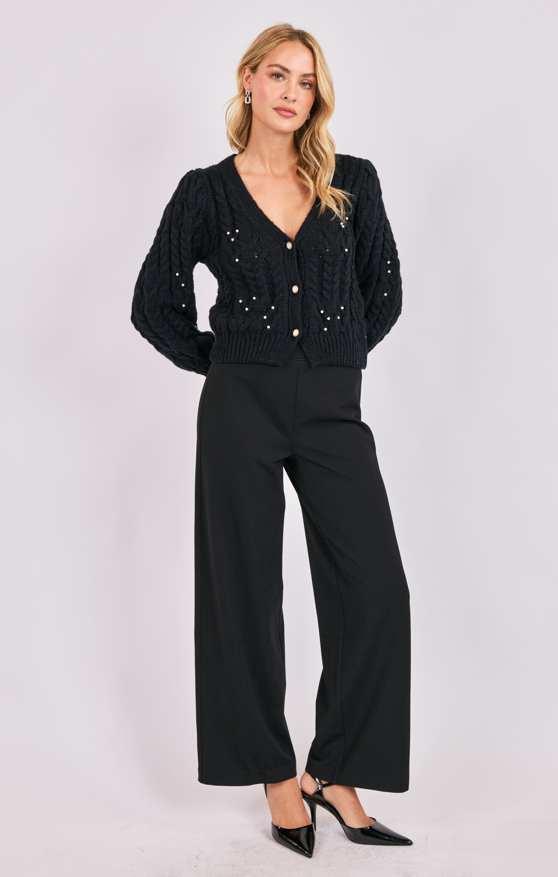 Sadie & Sage Jewel Box Pearl Embellished Cardigan