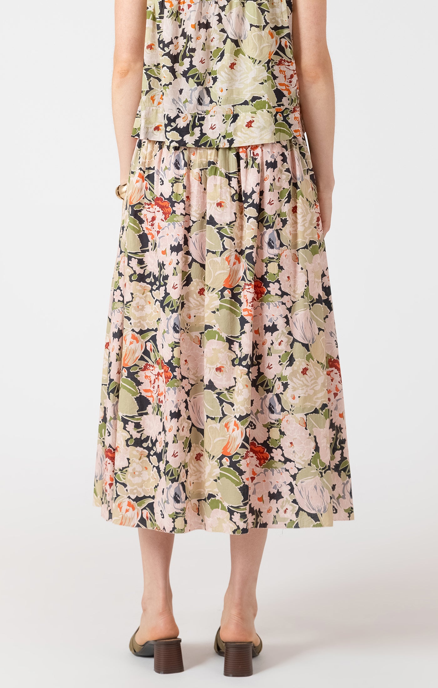 Dex Smocked Waist Midi Skirt