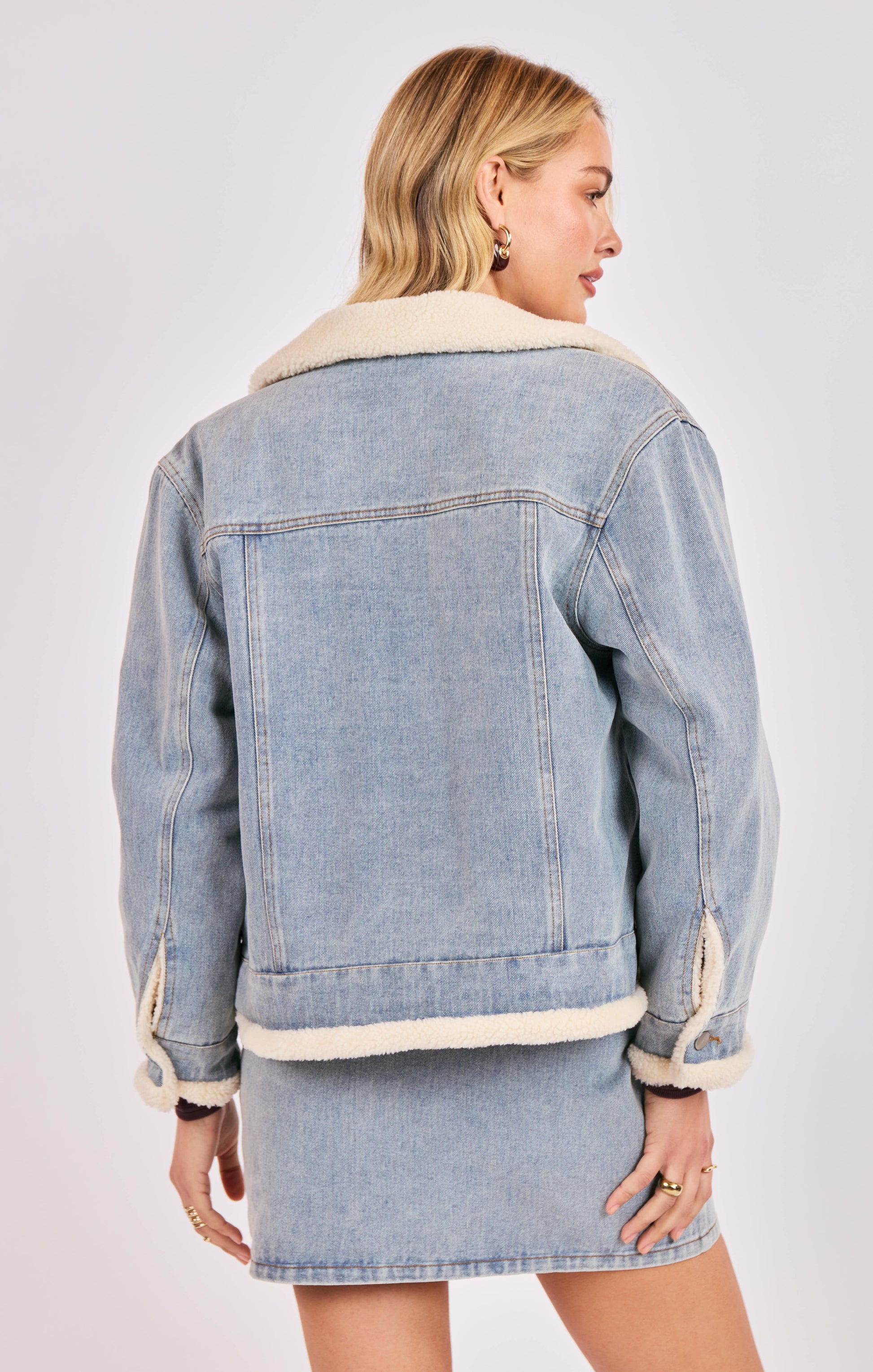 Sadie & Sage Metropolis Denim Jacket With Faux Shearling