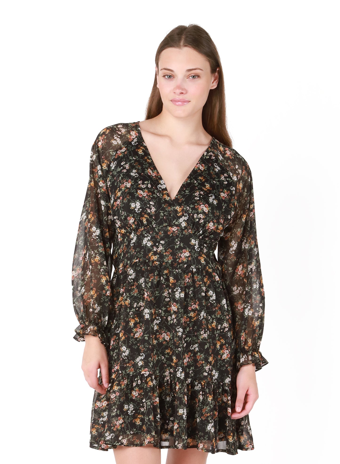 Dex Tiered Floral Wrap Dress