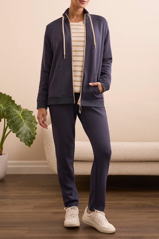 Tribal Techno Lux Textured Mock Neck Cardigan