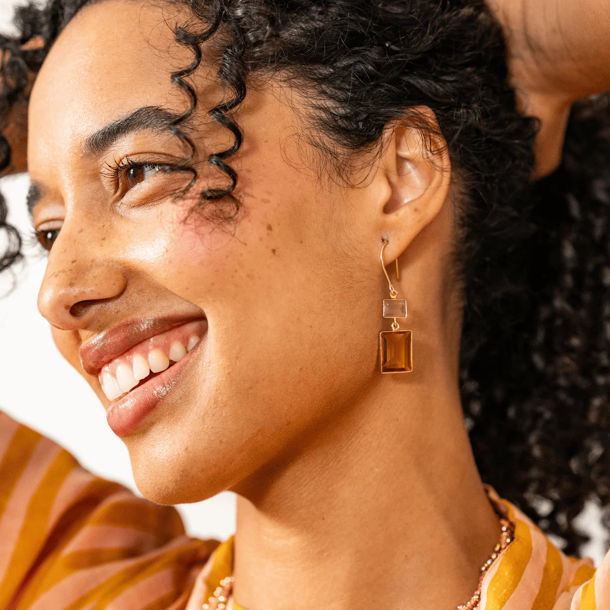 Veronica Two Tone Color Cut Glass Dangle Earring