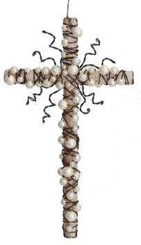 Wire Cross with Beads Ornament