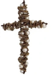 Wire Cross with Beads Ornament
