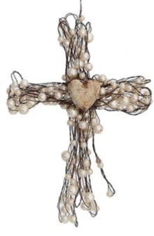 Wire Cross with Beads Ornament
