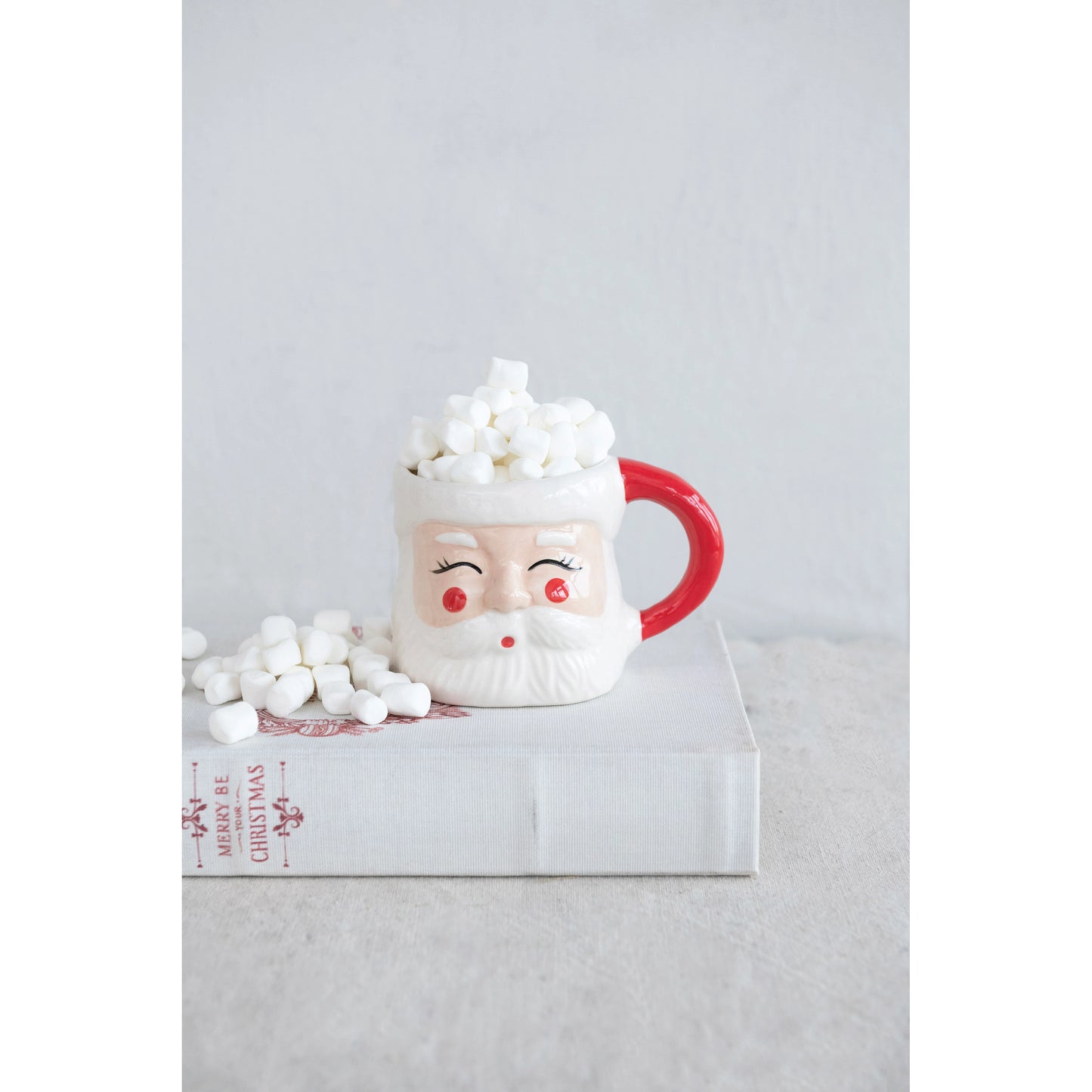 Hand-Painted Stoneware Santa Mug