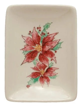 Poinsettia Stoneware Dish