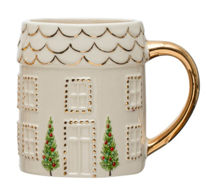 Hand-Painted Stoneware House Mug