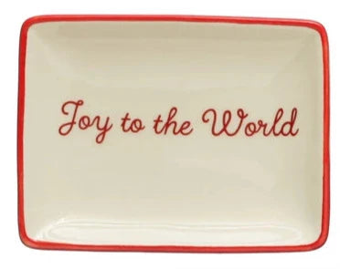 Stoneware Dish With Holiday Words Joy to the World