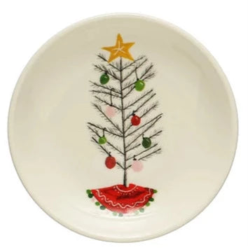 4" Round Stoneware Christmas Plate