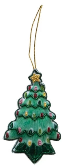 Beaded Cotton Velvet Tree Ornament