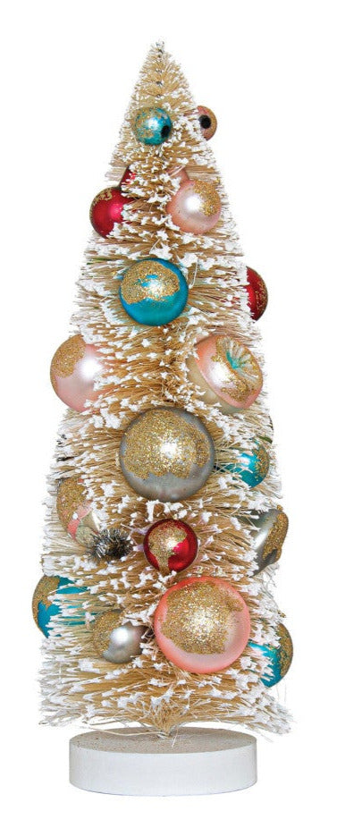 Sisal Bottle Brush Trees With Multi Color Ornaments