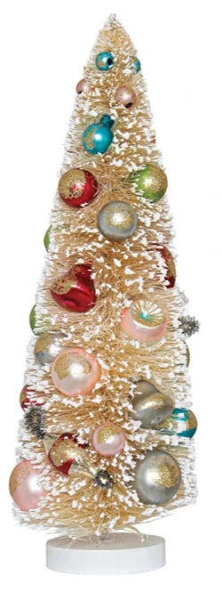 Sisal Bottle Brush Trees With Multi Color Ornaments