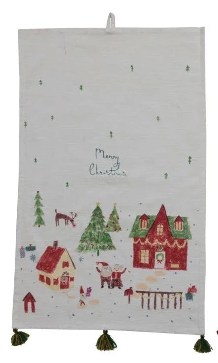 Cotton Slub Printed Christmas Tea Towel