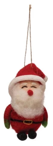 Handmade Fabric & Wool Felt Santa/Snowman Ornament