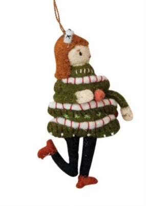 Felt Girl In Christmas Tree Outfit Ornament
