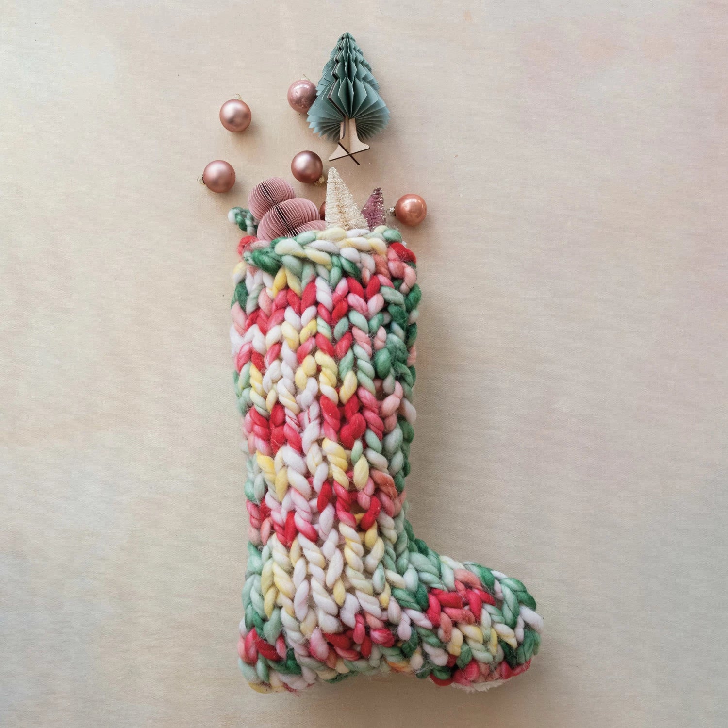 Hand-Woven Acrylic Knit Stocking With Sherpa Back