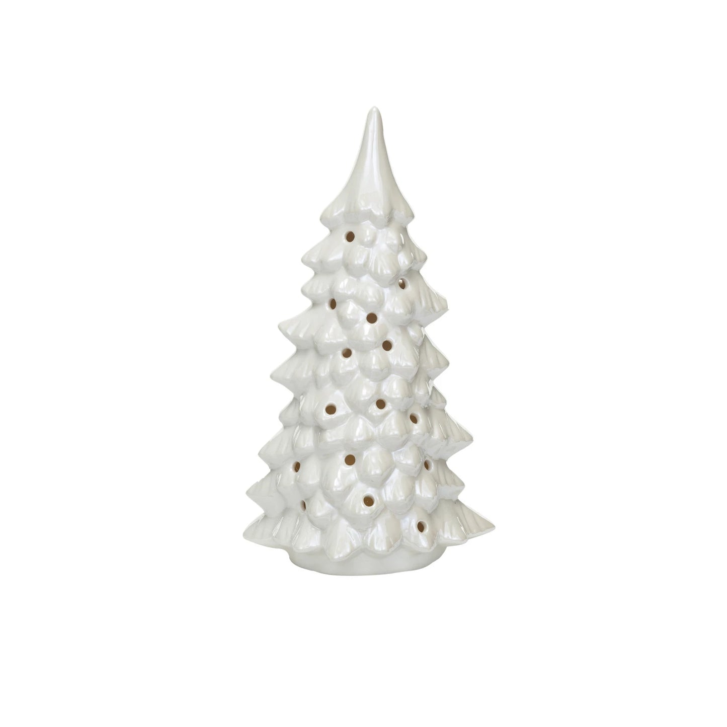 Stoneware LED Tree With Cut-Outs