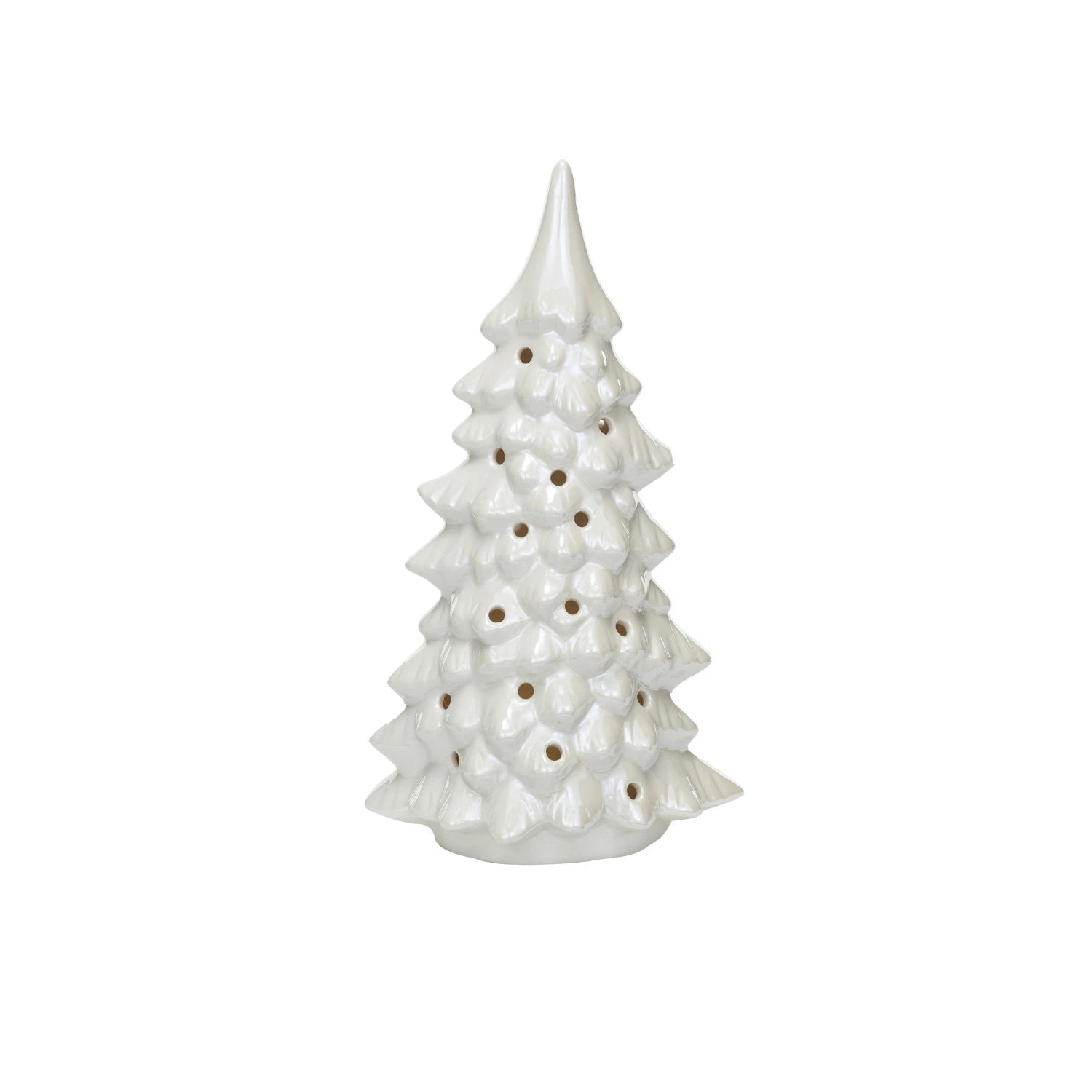 Stoneware LED Tree With Cut-Outs