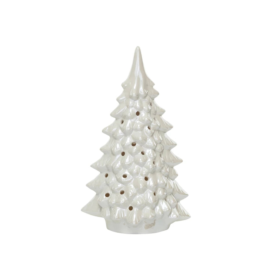 Stoneware LED Tree With Cut-Outs