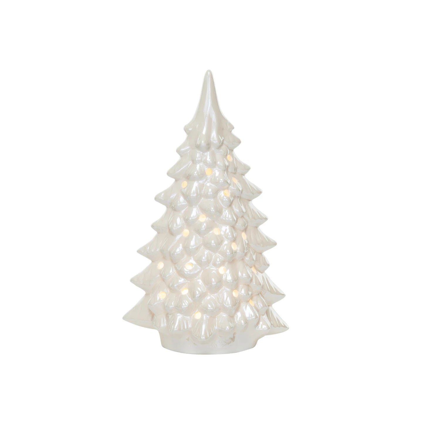 Stoneware LED Tree With Cut-Outs