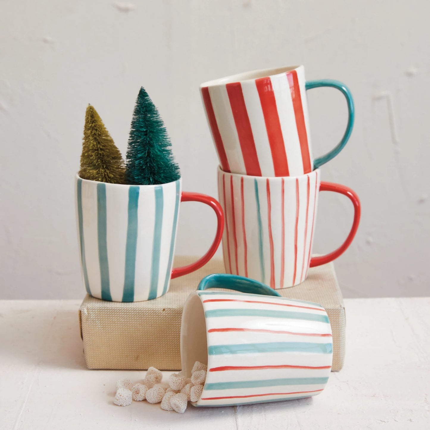 Hand-Painted Stoneware Mugs