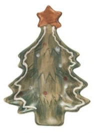 Hand-Painted Stoneware Christmas Tree Dish