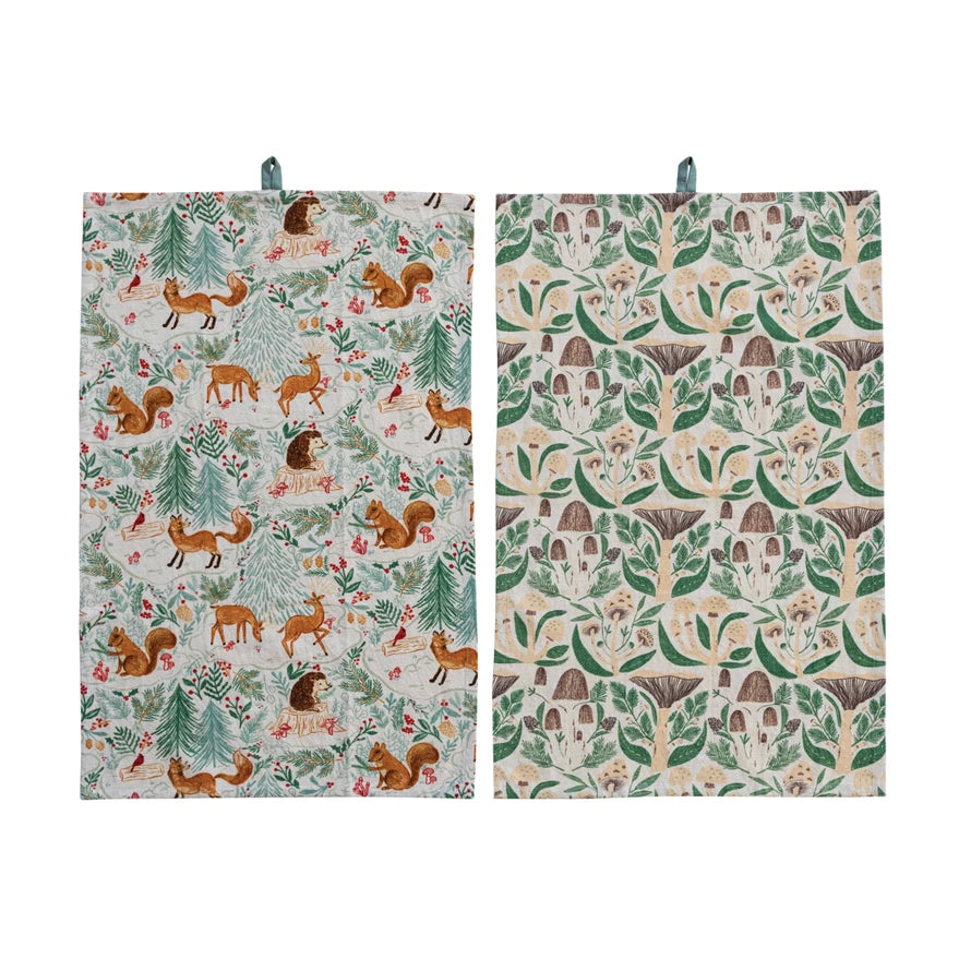 Woodland Flora And Fauna Tea Towels