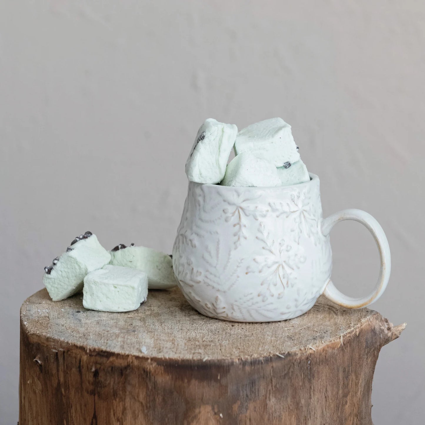 Embossed Stoneware Mug With Snowflakes