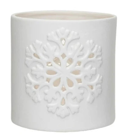 Embossed Stoneware Bisque Tealight Holder