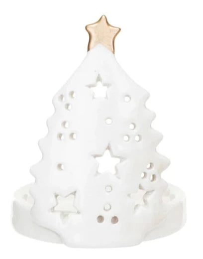 Stoneware Christmas Tree Shaped Candle Holder