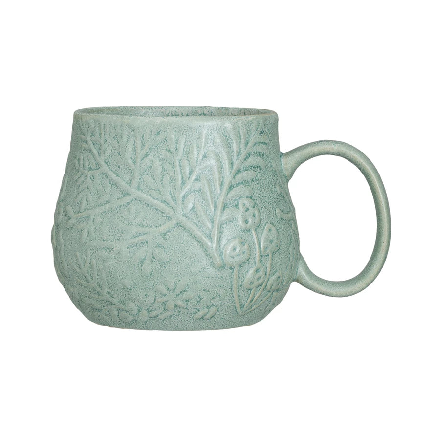 Embossed Botanical Stoneware Mug