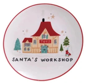 Stoneware Plate with North Pole Village Building