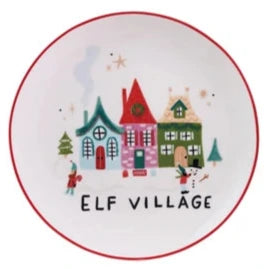Stoneware Plate with North Pole Village Building